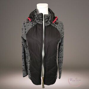 Skyr Nordic Knit Softshell Jacket Black/Grey with Red Trim | Size M | Winter Act